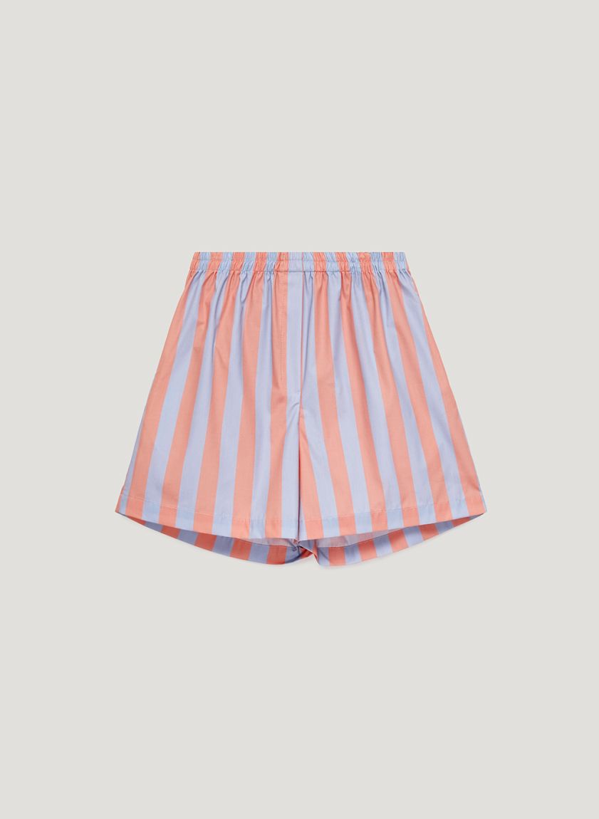 Orange-blue striped pajama shorts