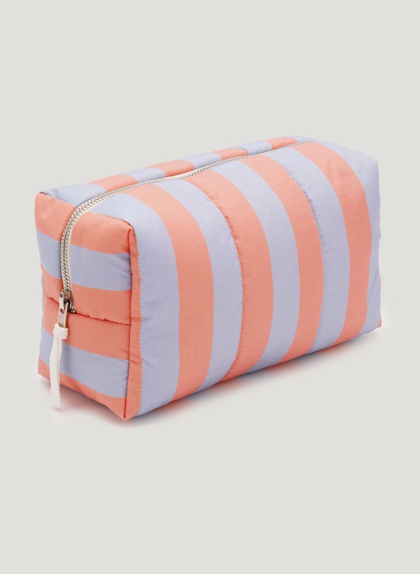 Orange-blue striped vanity bag