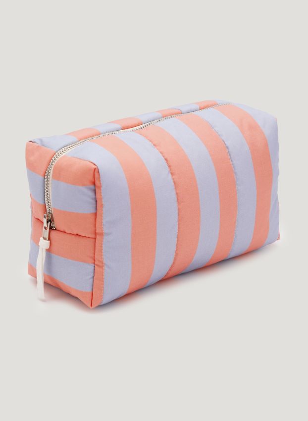 Orange-blue striped vanity bag