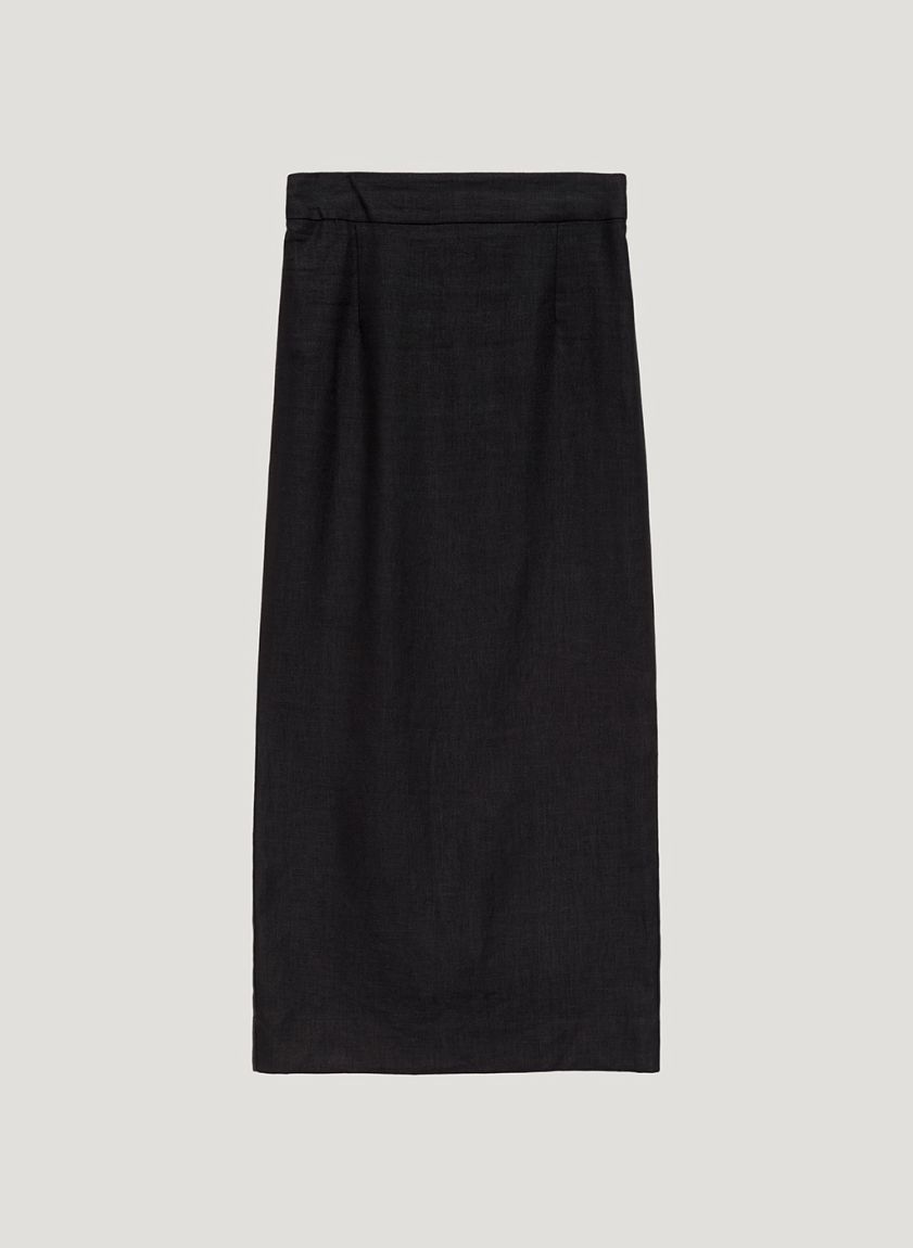 Black linen maxi skirt