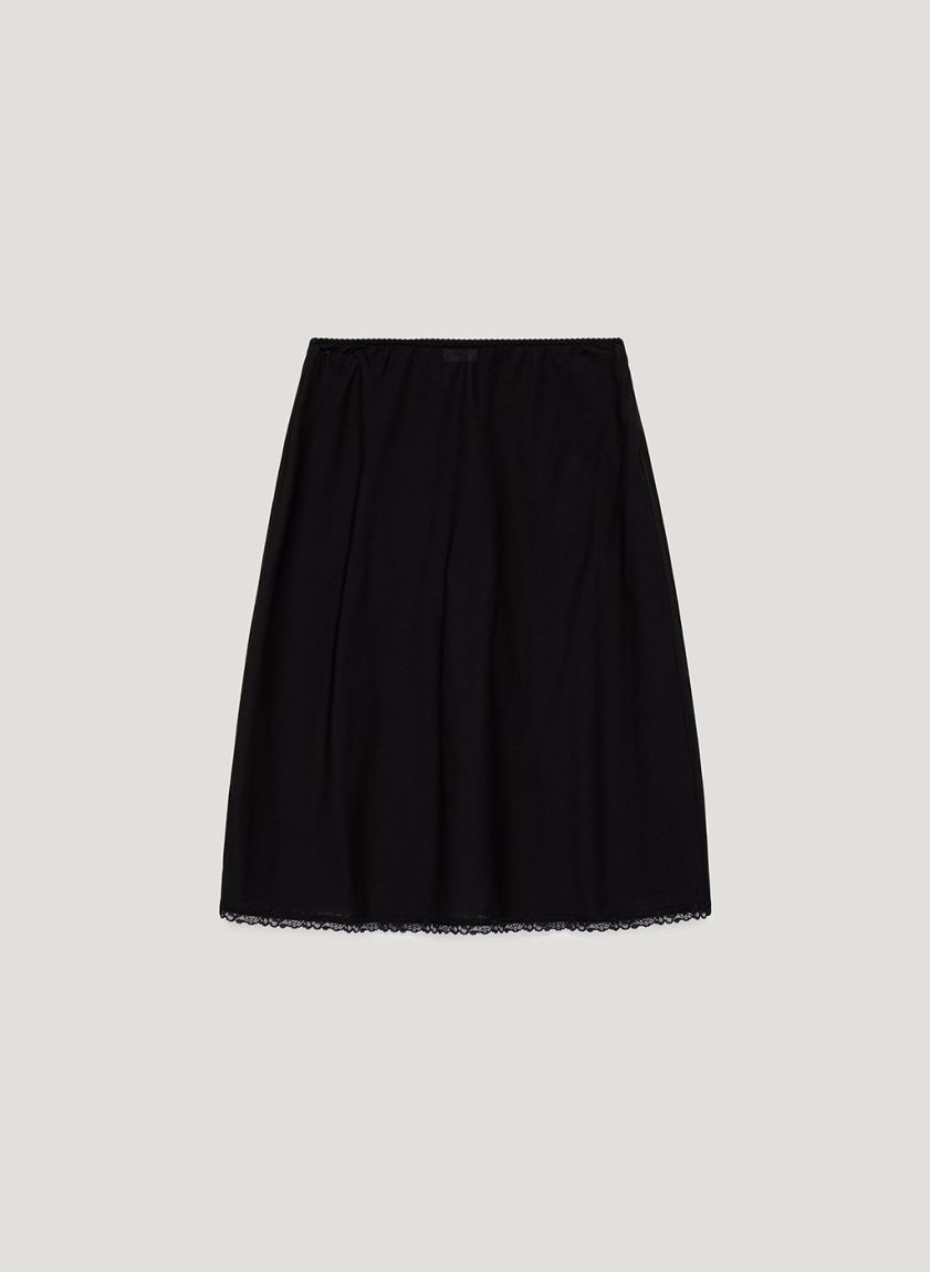 Black translucent skirt with lace