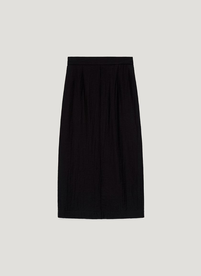 Black straight midi skirt