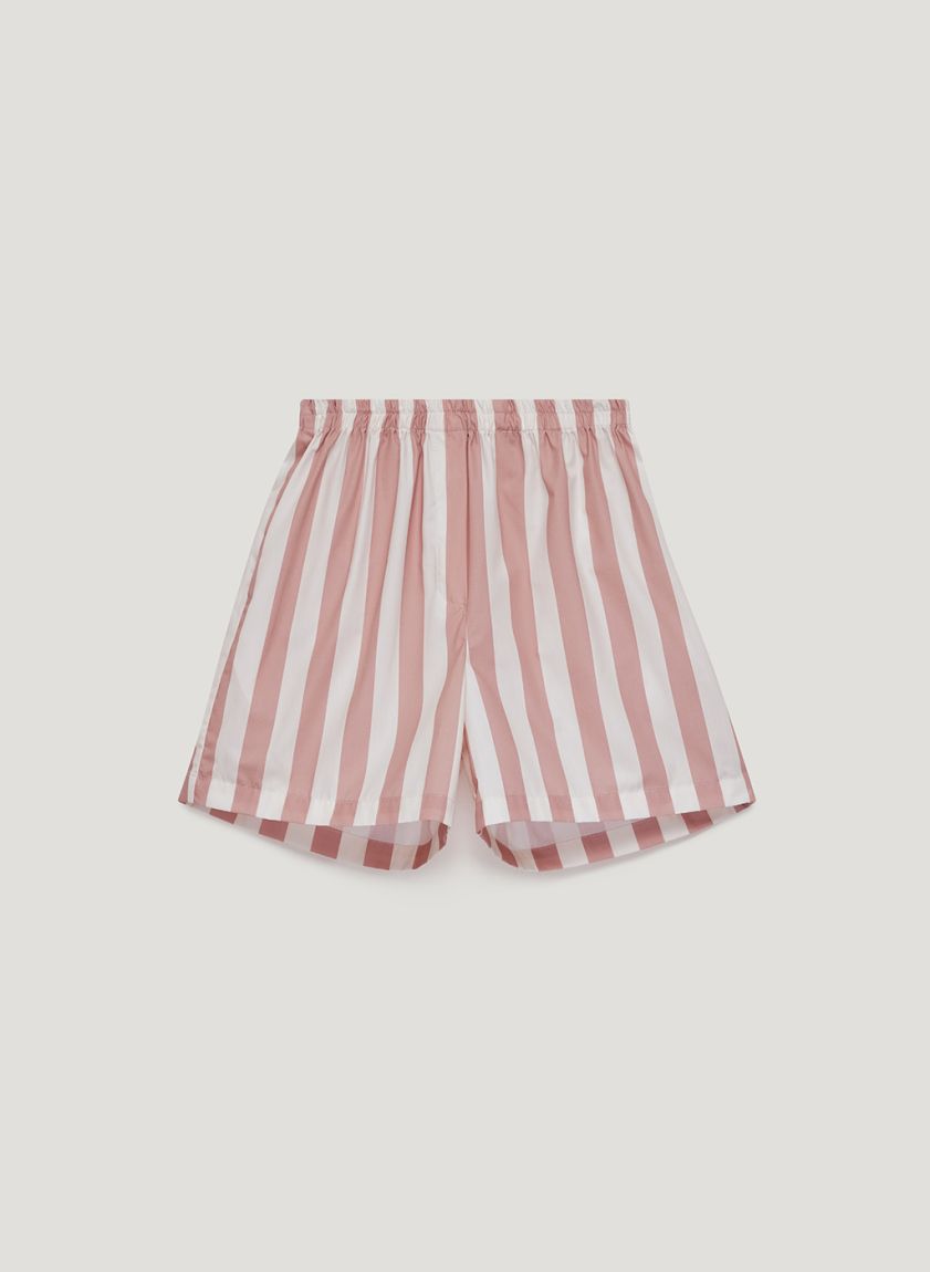 Terracotta-milk striped pajama shorts