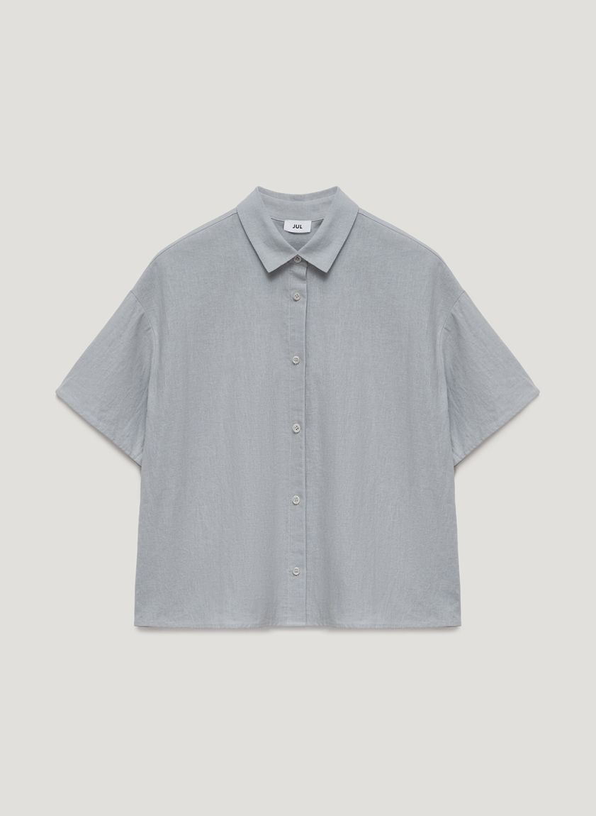 Gray-blue shirt with short sleeves