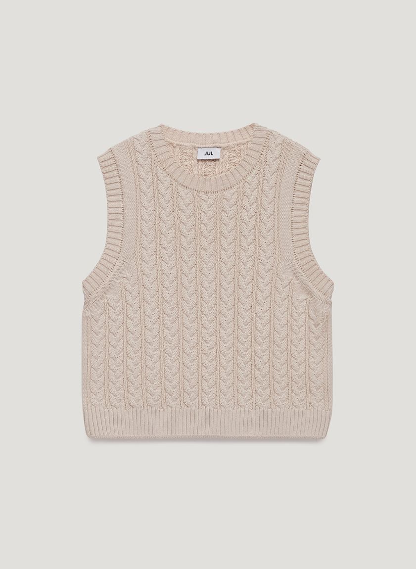 Beige knitted vest