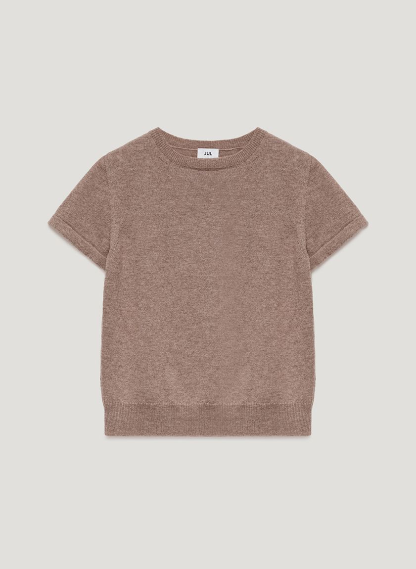 Beige 30% cashmere T-shirt