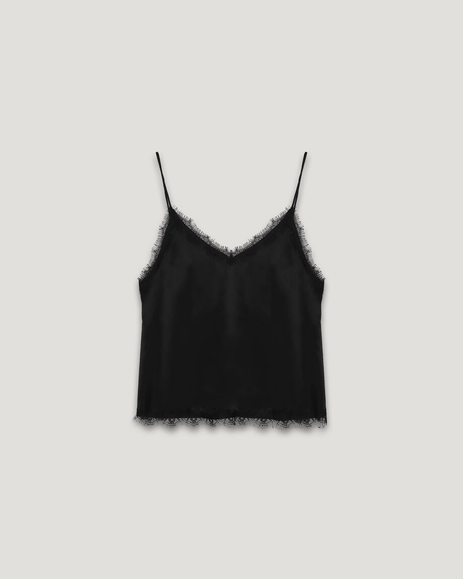 Black lace-trim camisole