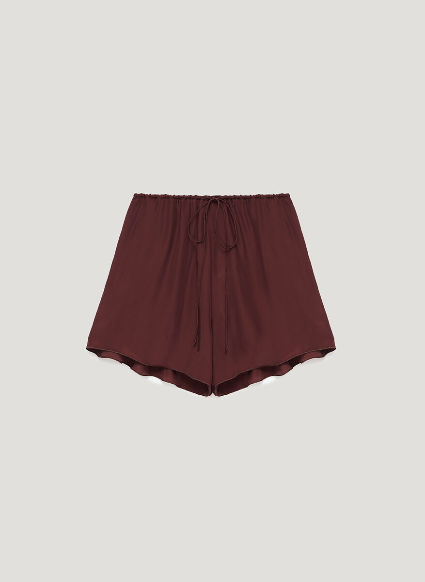 Brown Viscose Shorts
