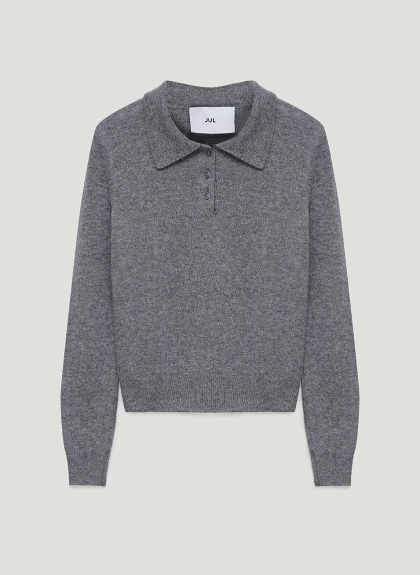 Light Grey Wool Polo