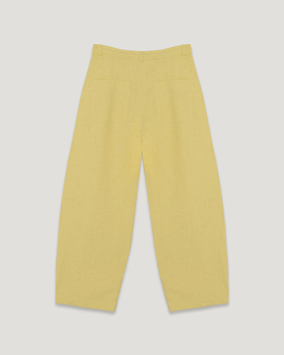 Yellow Nettle-Fabric Trousers