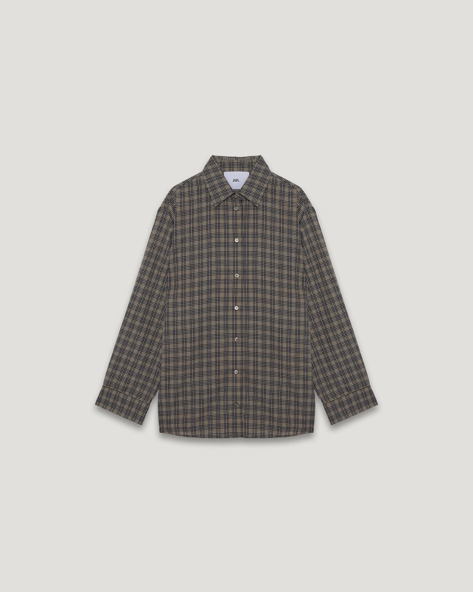 Oversize Shirt in Olive and Black Check