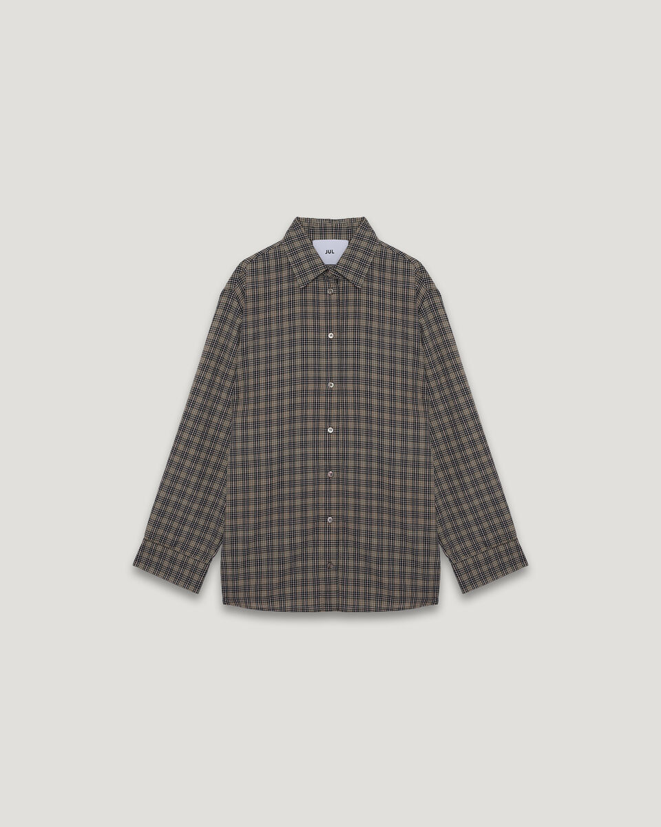 Oversize Shirt in Olive and Black Check