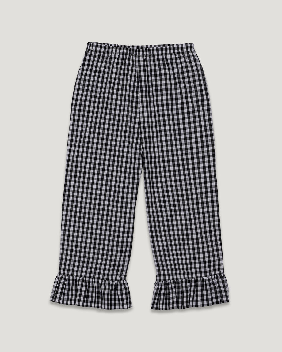 Black and White Check Trousers with Ruffles