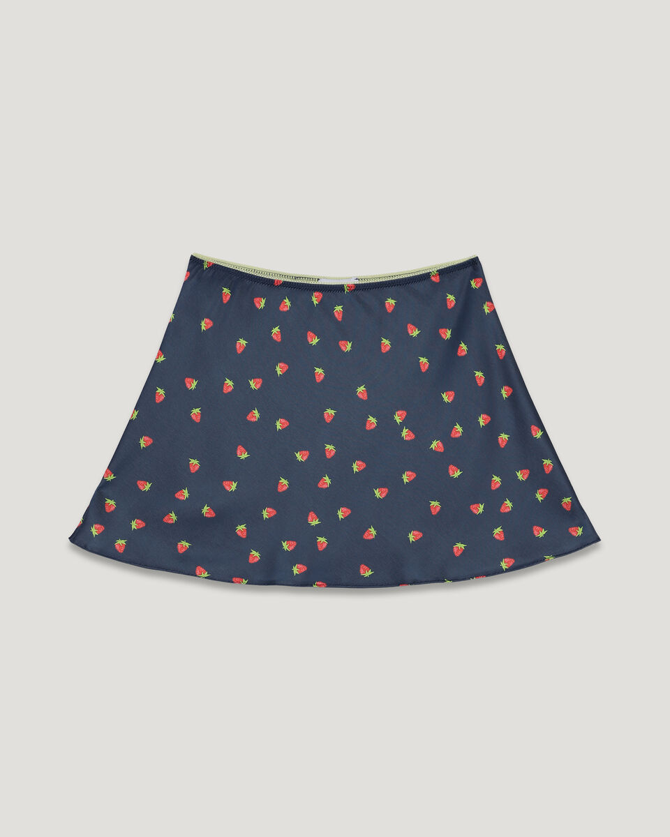 Blue Mini Skirt in Strawberry Print
