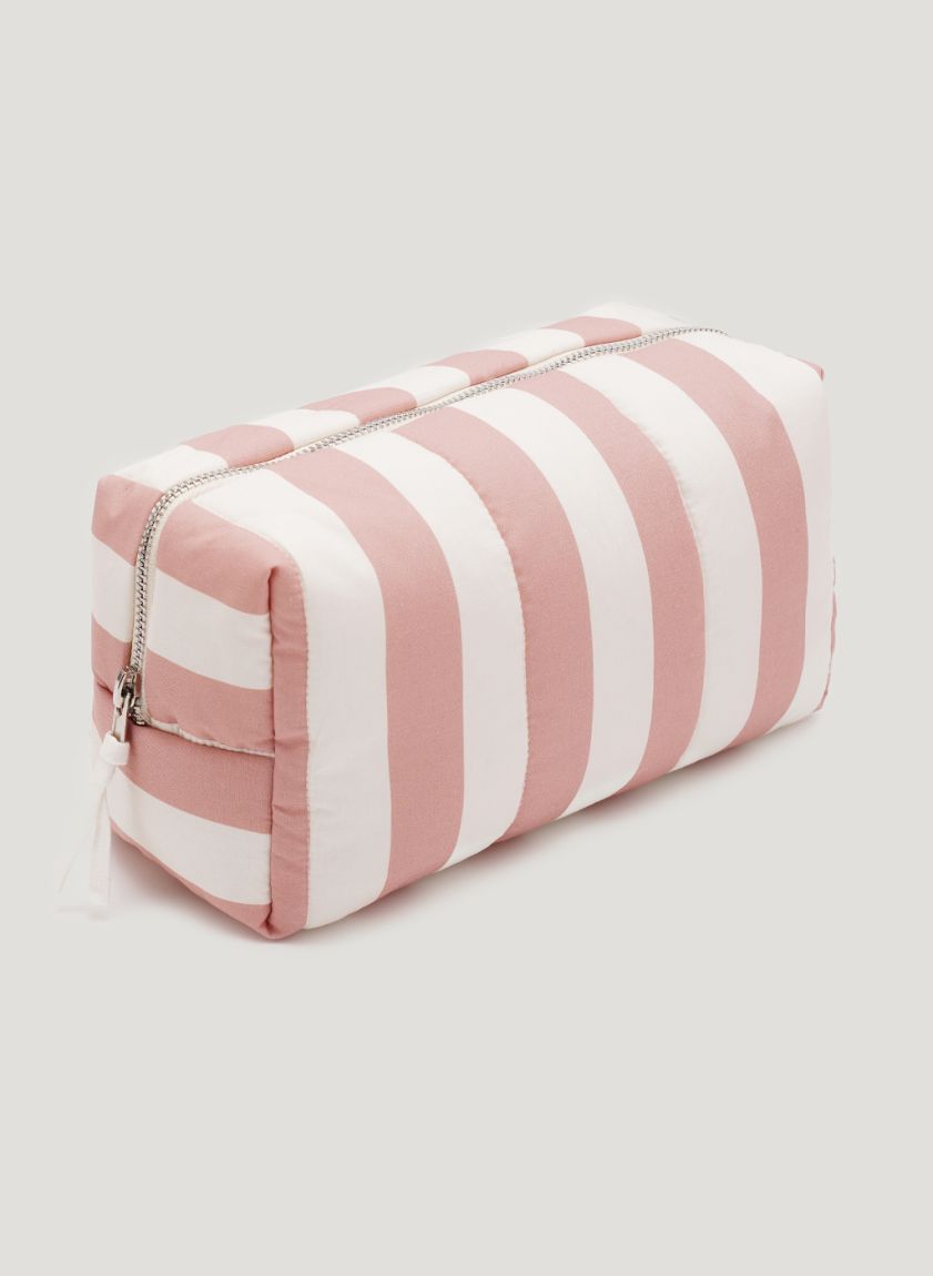 Terracotta-milk striped vanity bag