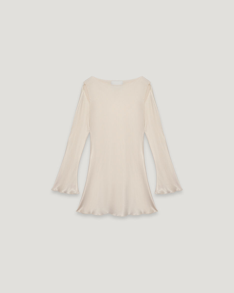 Milky Mini Dress with Shoulder Cut-Outs
