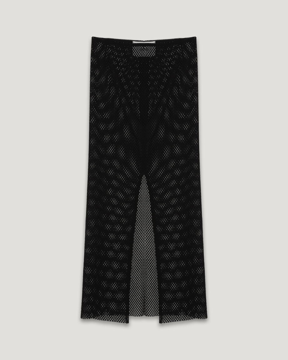 Black Cotton Mesh Skirt