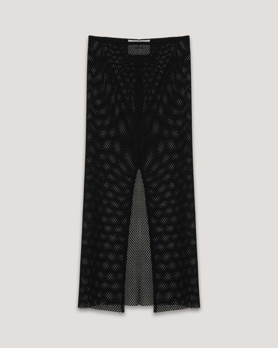 Black Cotton Mesh Skirt