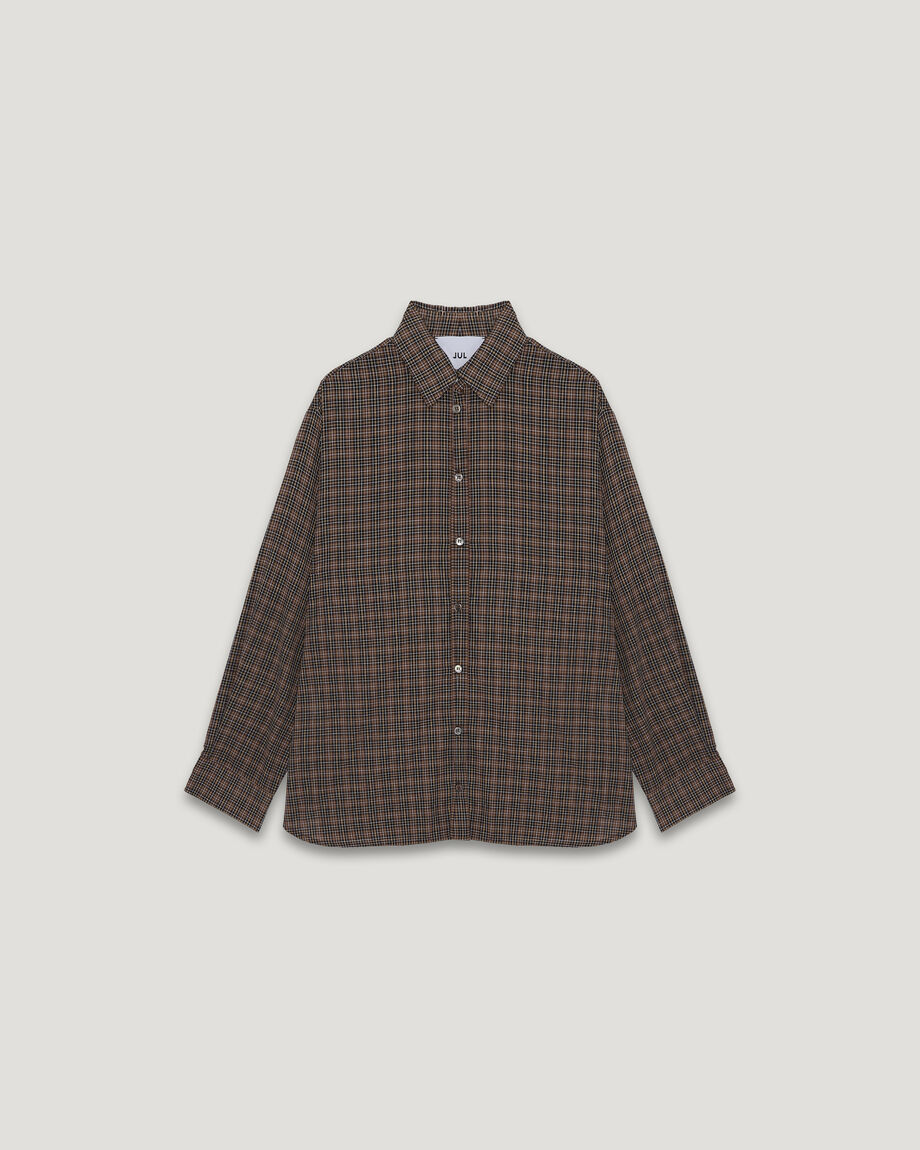Brown Check Oversize Shirt