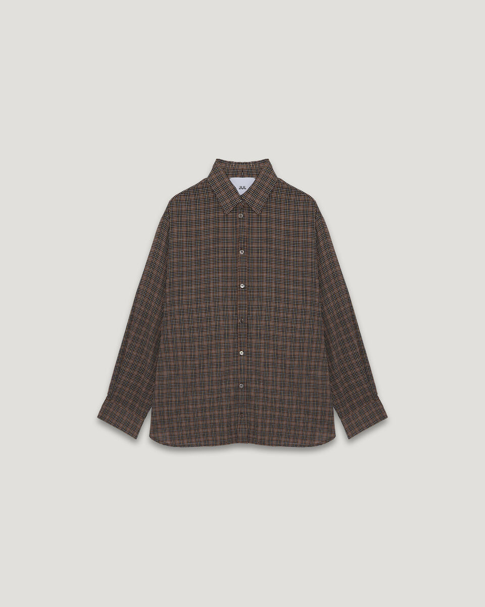 Brown Check Oversize Shirt