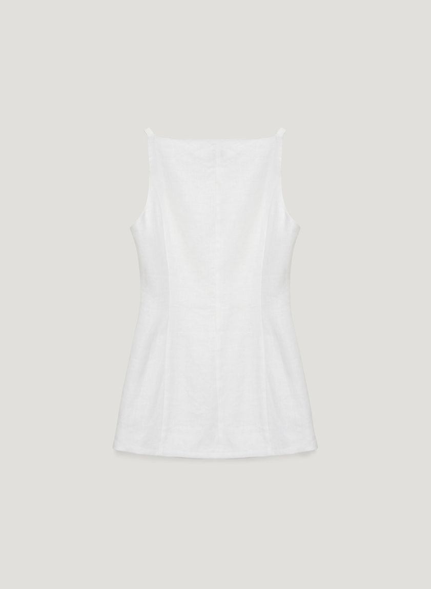 Milk linen elongated vest