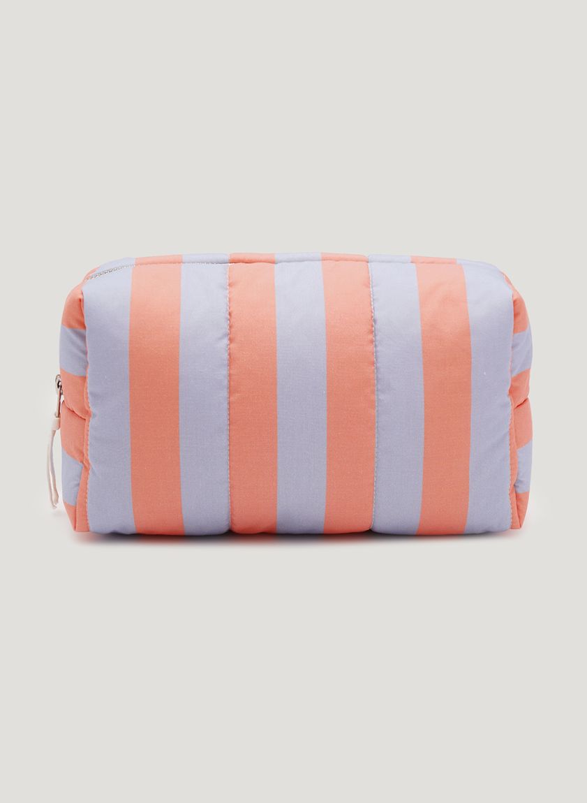 Orange-blue striped vanity bag