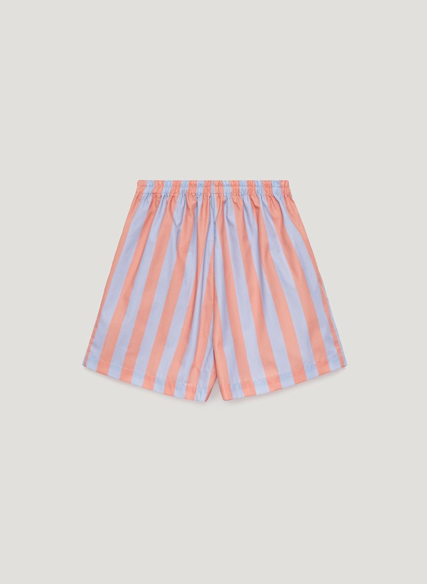 Orange-blue striped pajama shorts