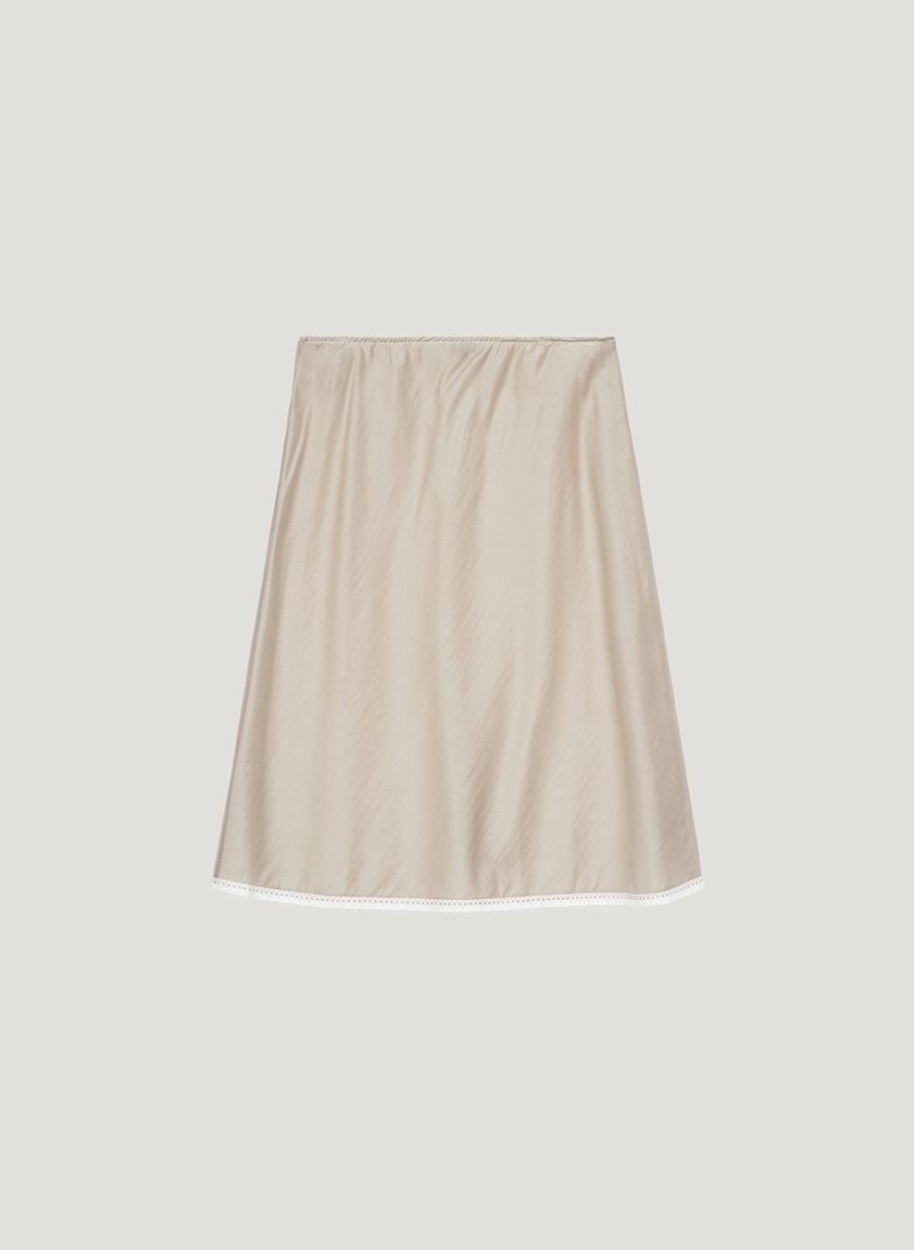 Beige translucent skirt with lace