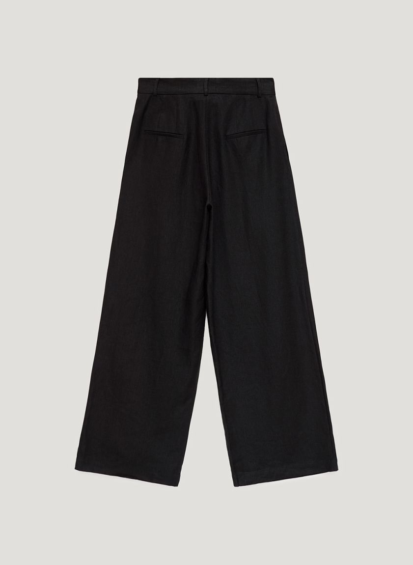 Black linen darted pants