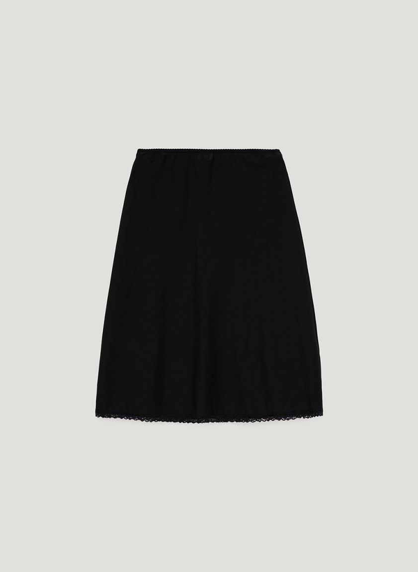 Black translucent skirt with lace