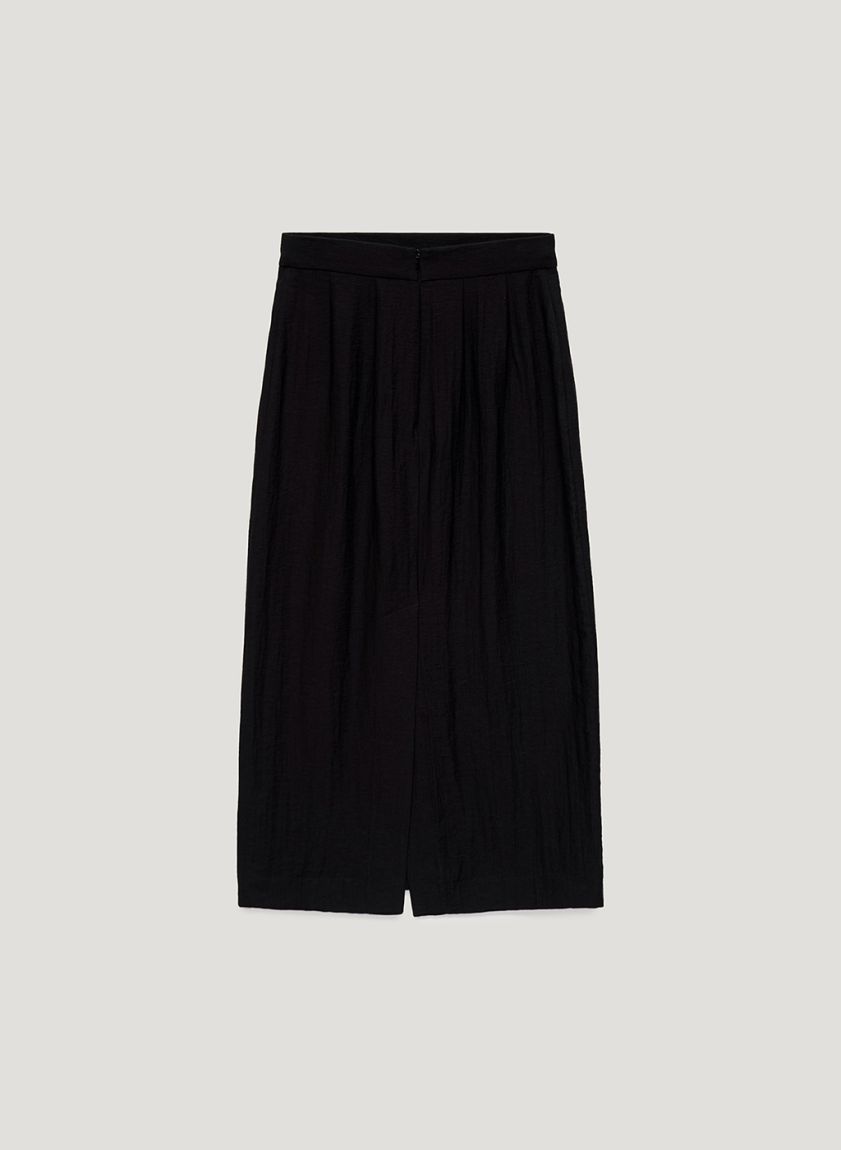 Black straight midi skirt