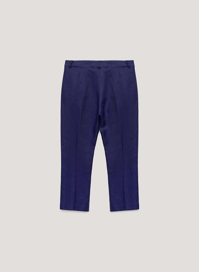 Blue linen capri pants