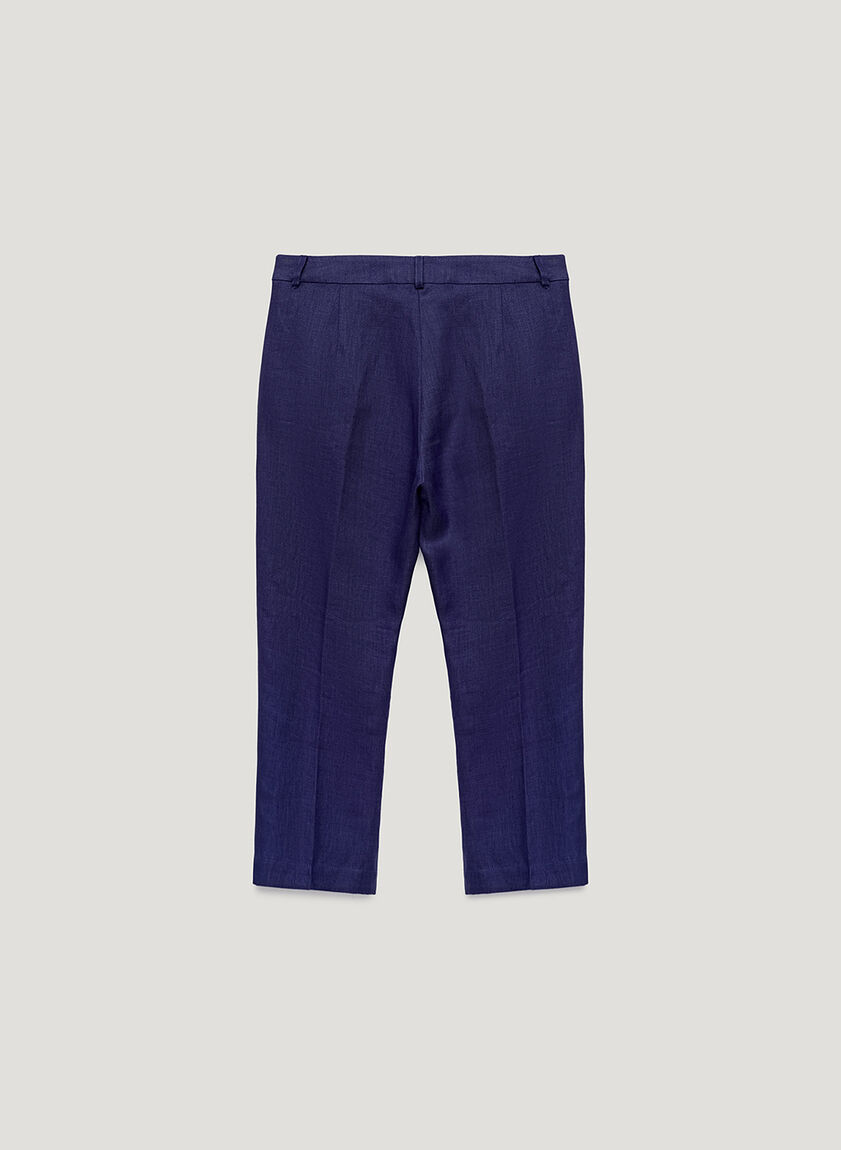 Blue linen capri pants