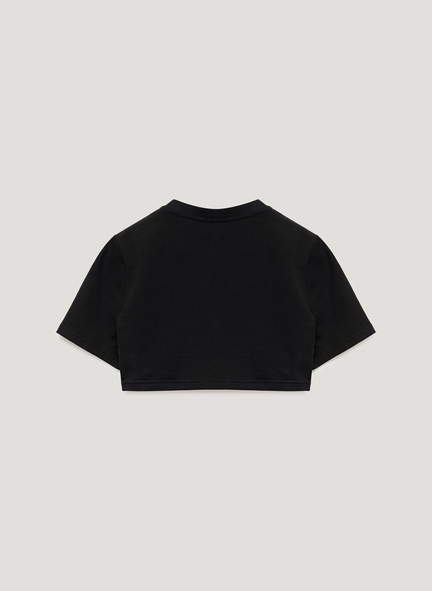 Black cotton top with a round cut