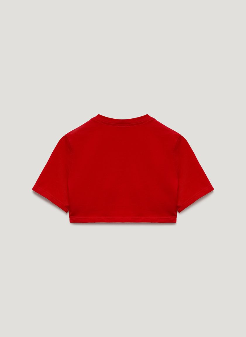 Red cotton top with a round cut