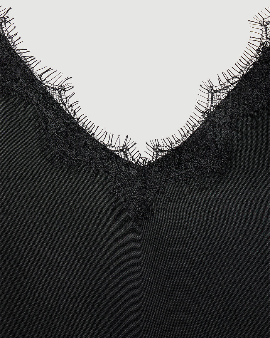 Black lace-trim camisole