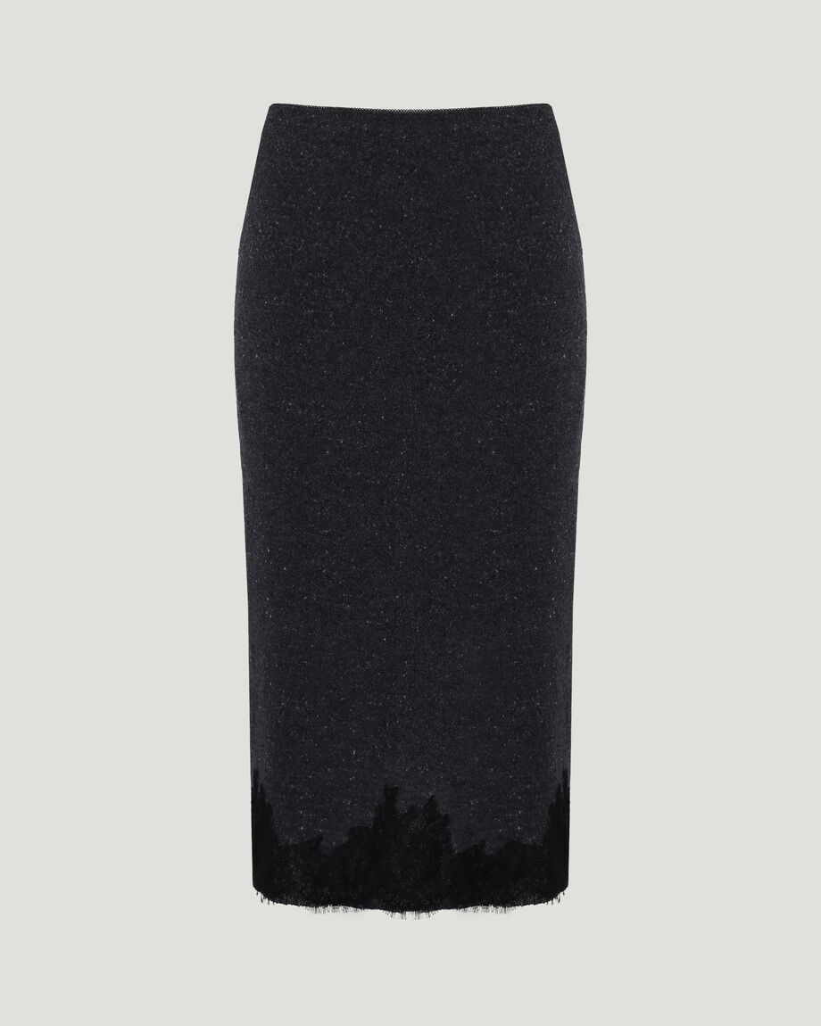 Graphite Gray Midi Skirt with Back Slit