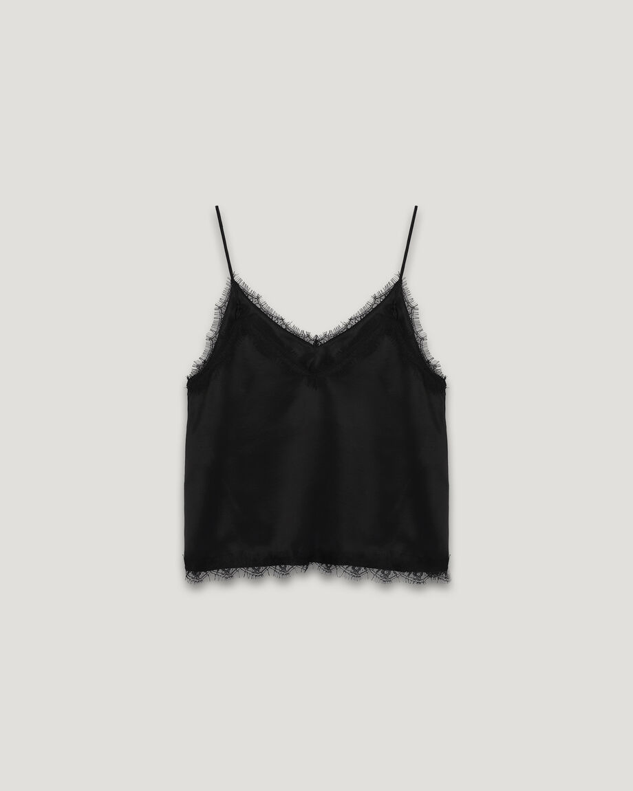 Black lace-trim camisole