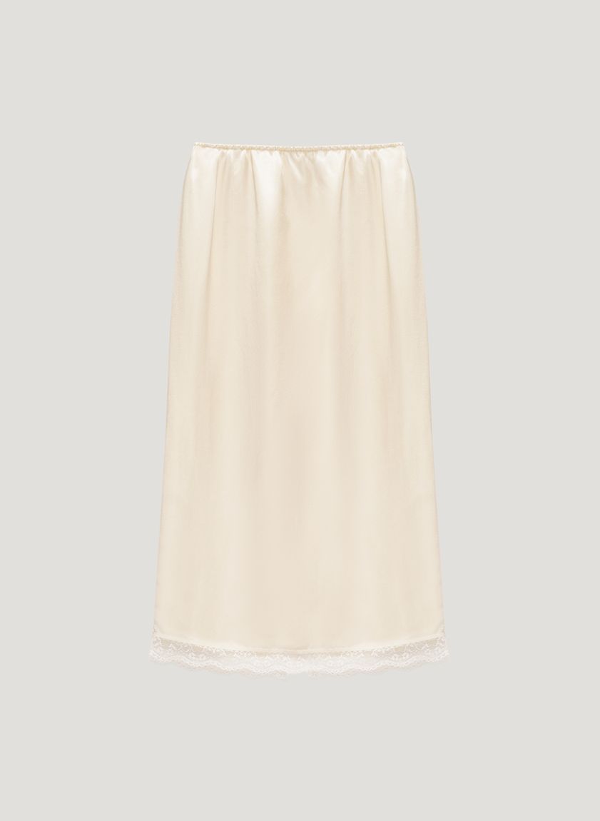 Milk midi skirt with lace