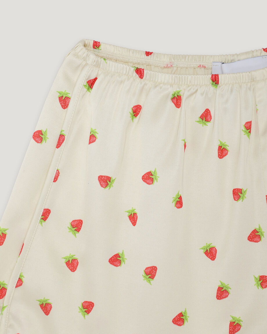 Milky Satin Shorts in Strawberry Print