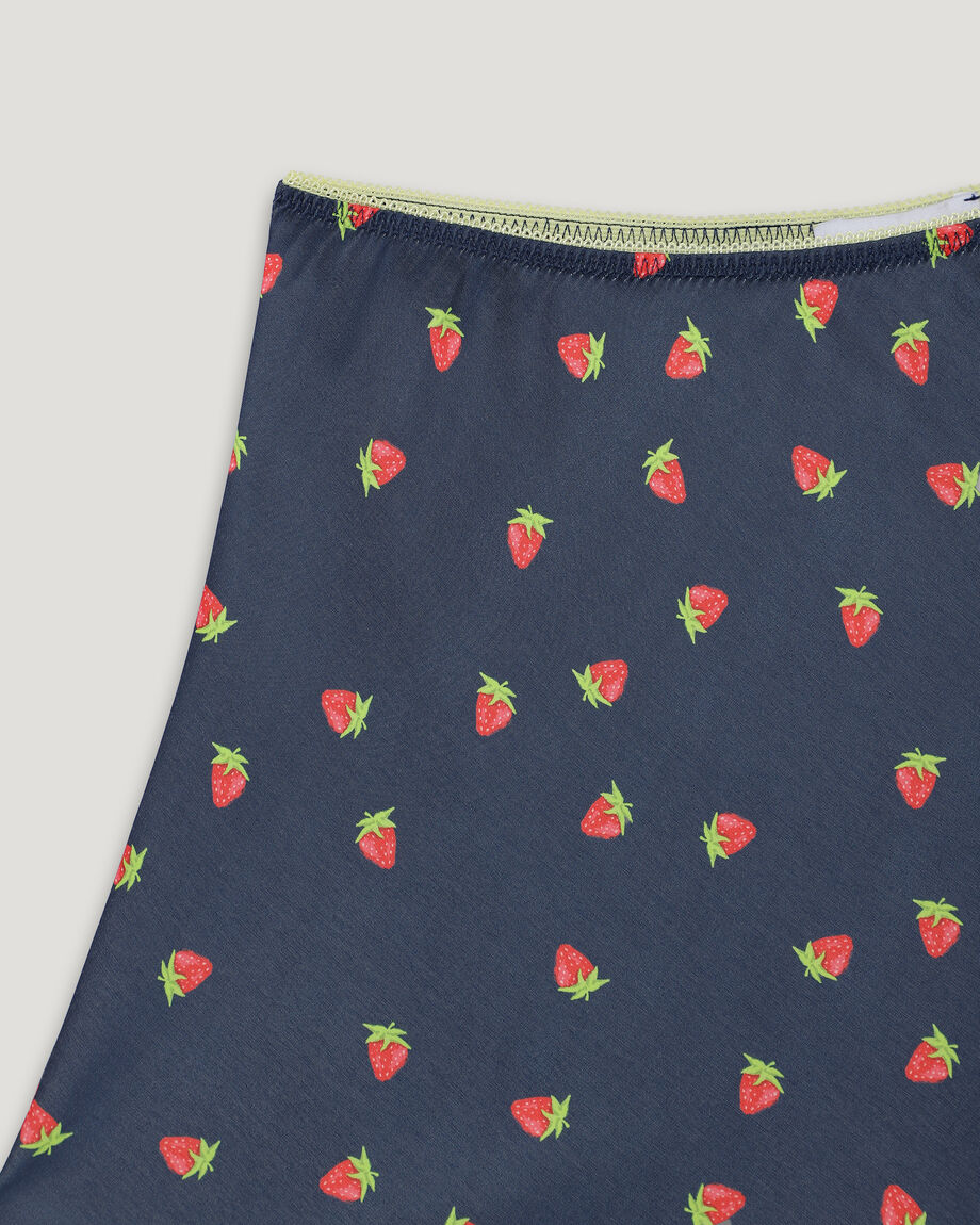 Blue Mini Skirt in Strawberry Print