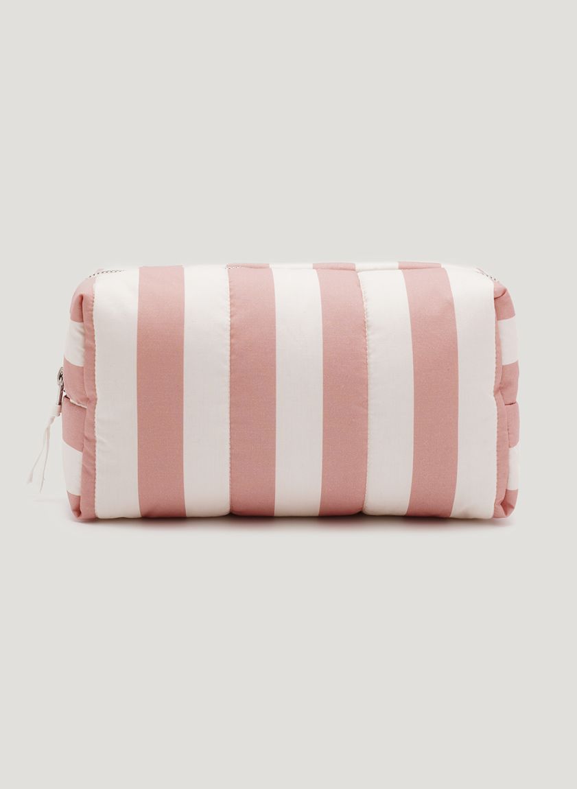 Terracotta-milk striped vanity bag