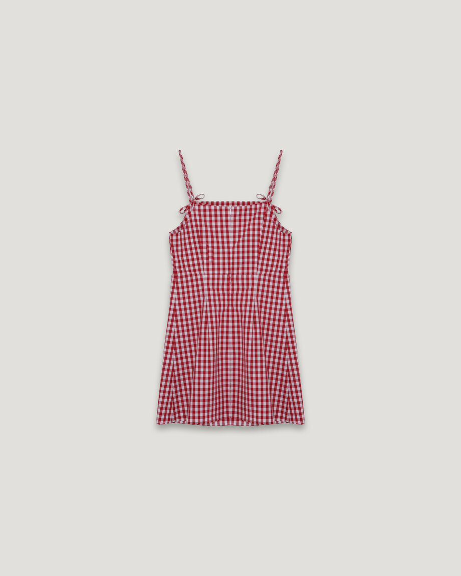 Mini Dress on Thin Straps in Red and White Check