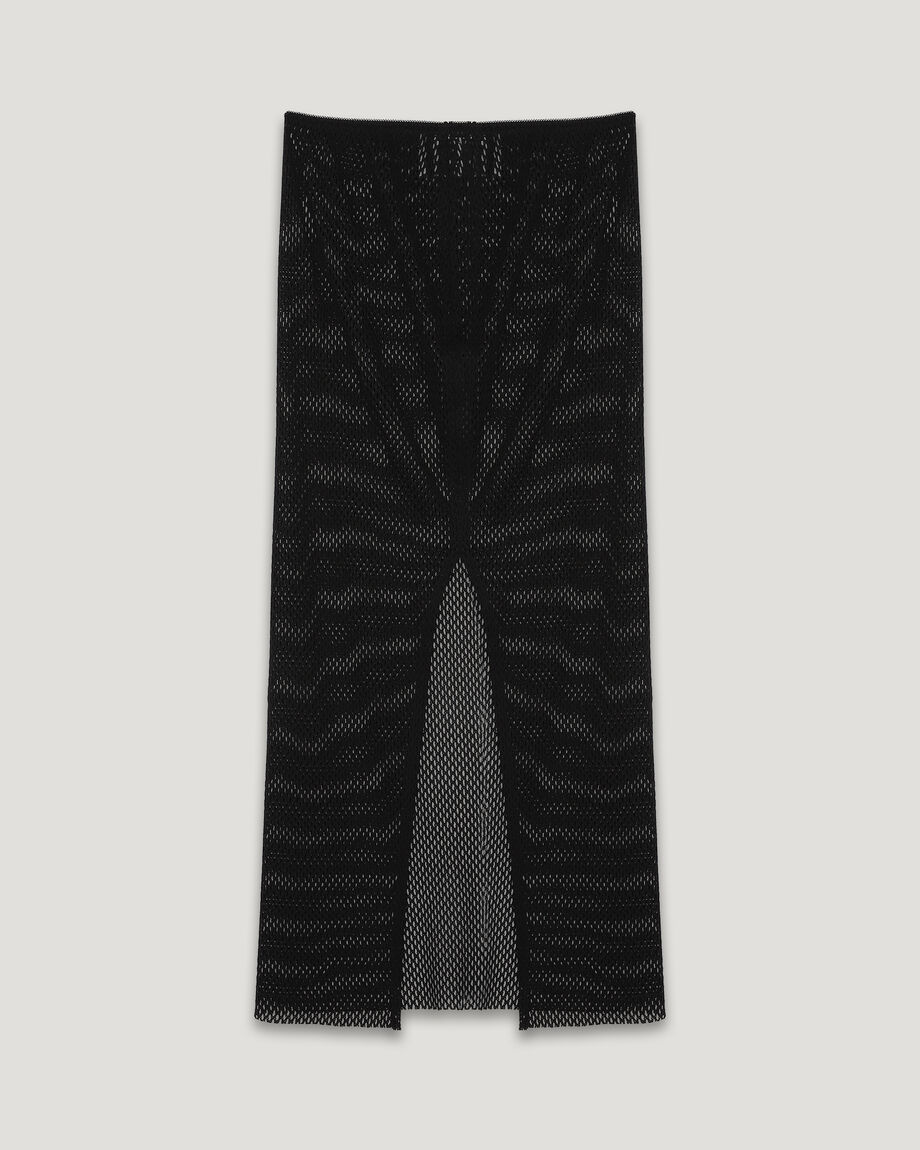 Black Cotton Mesh Skirt