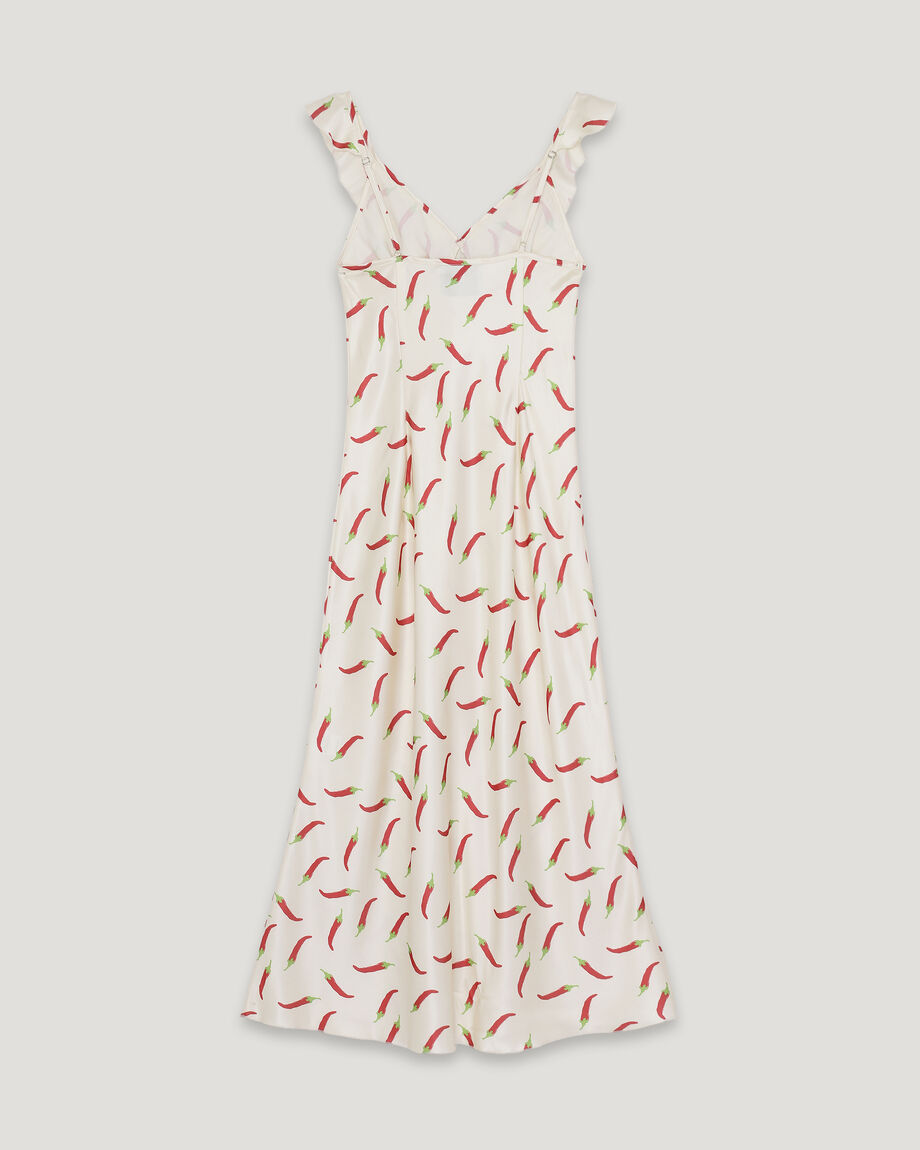 Midi Dress with Ruffles in Pepper Print