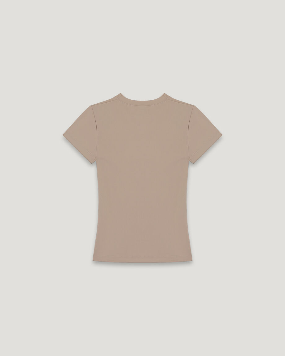 Dark Beige Slim Fit Stretch T-Shirt