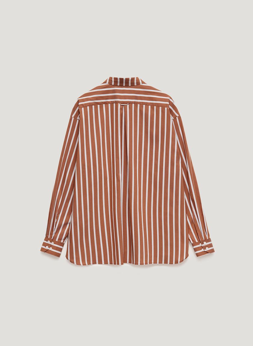 Brown oversized white striped shirt