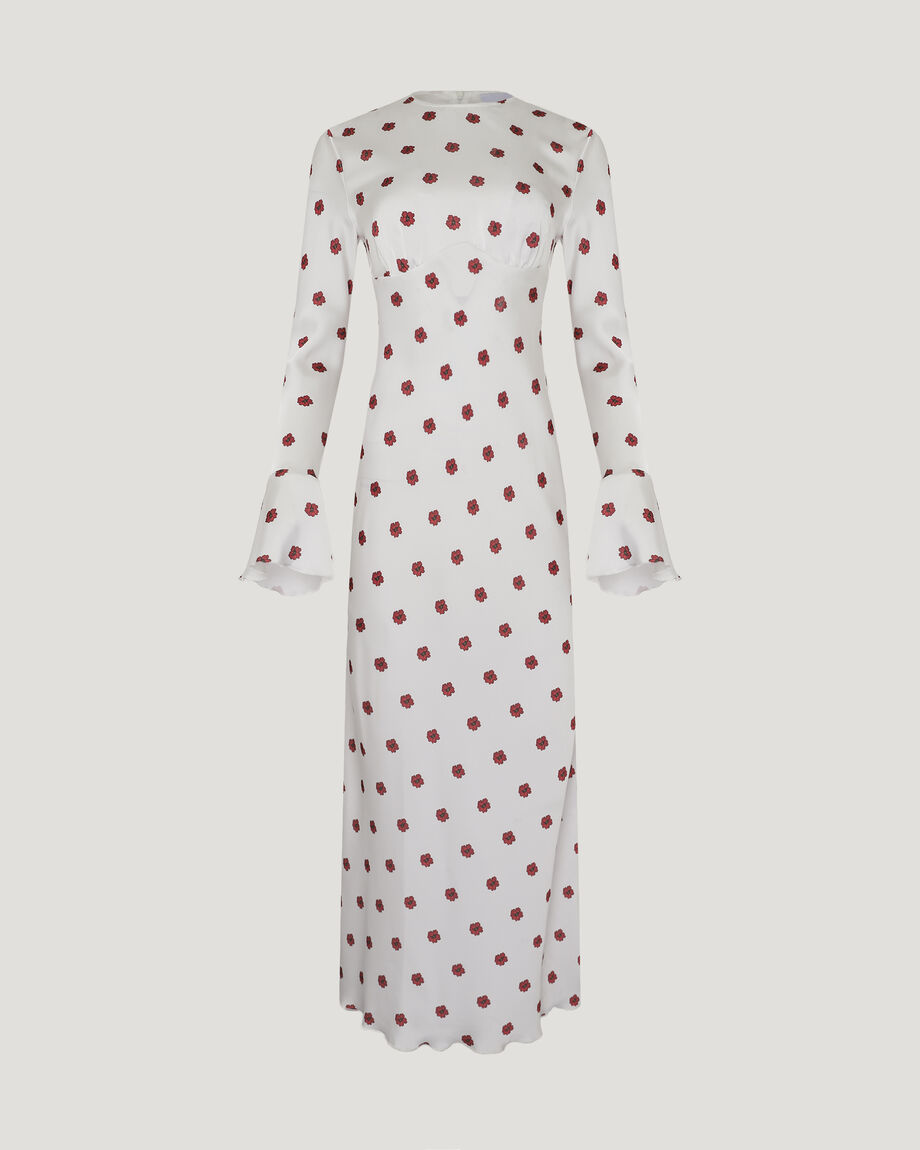 Milk dress with long sleeves "Red Ruta"