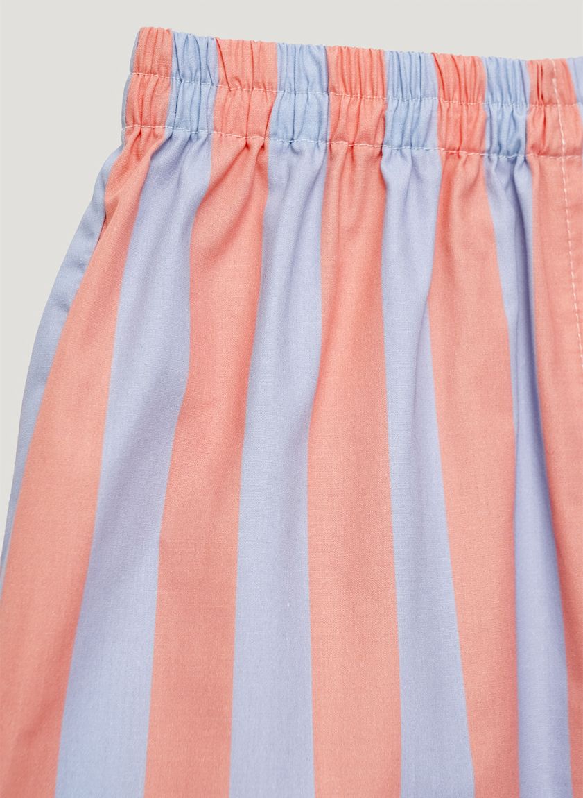 Orange-blue striped pajama shorts