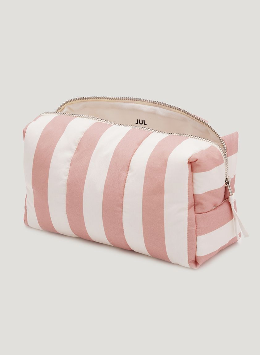 Terracotta-milk striped vanity bag